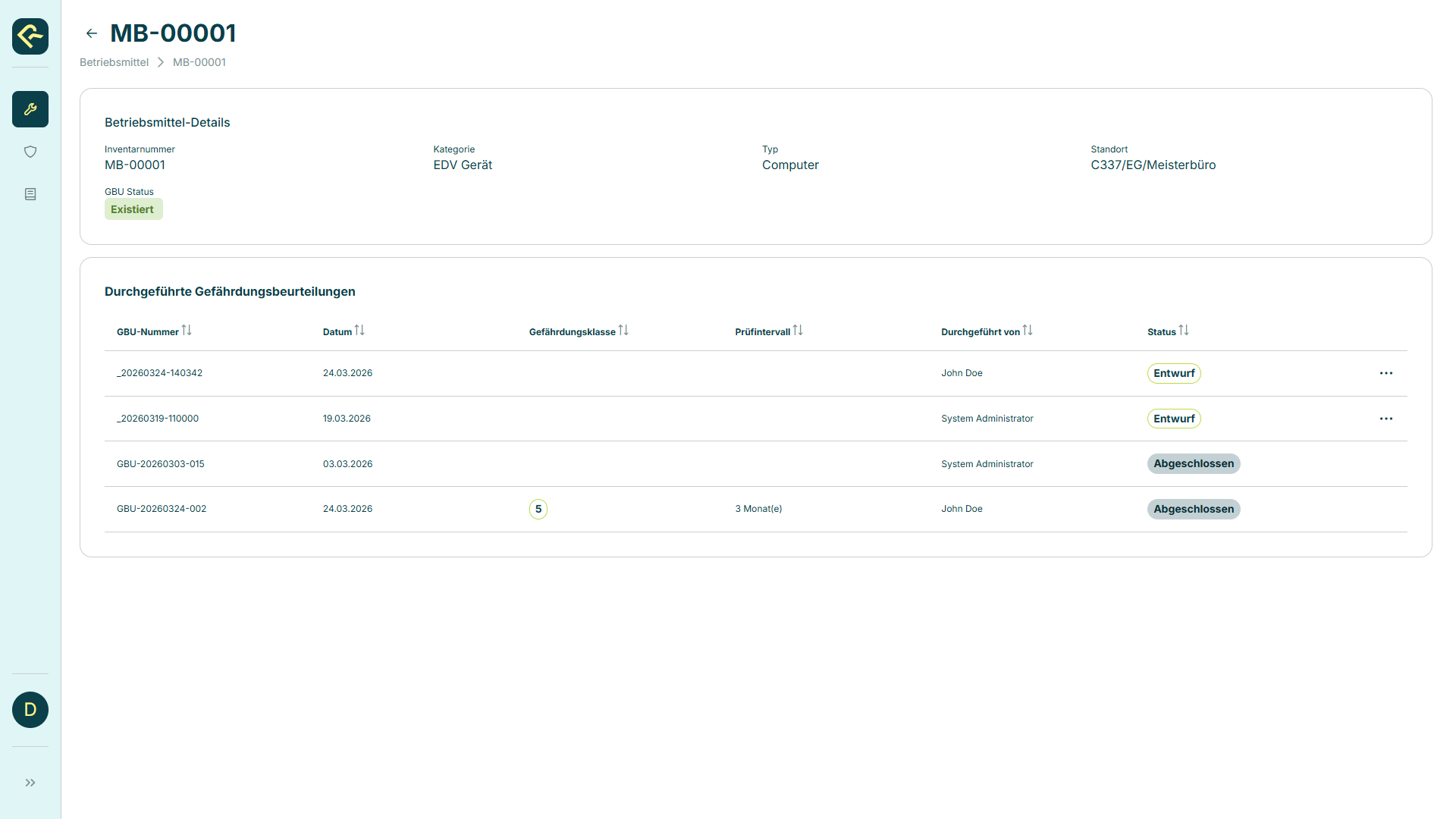 Betriebsmittel-Details