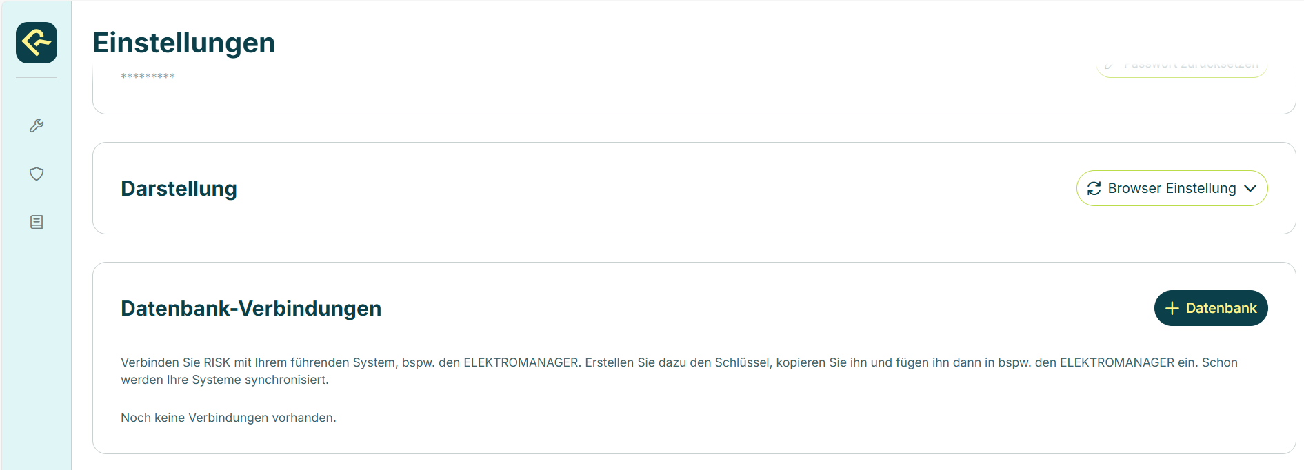 Einstellung der Datenbank-Verbindung